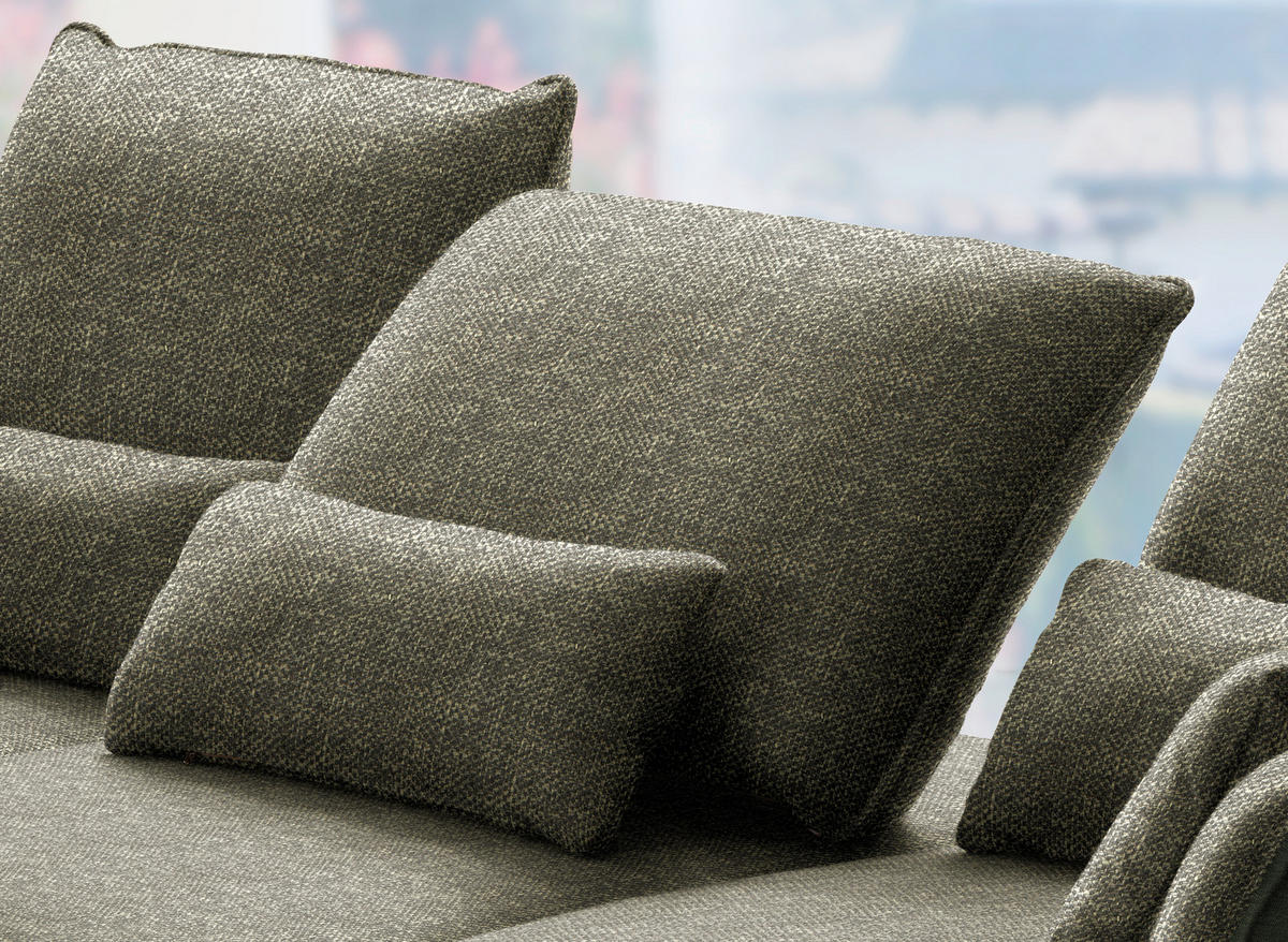 ECKSOFA in Flachgewebe Dunkelgrün  - Dunkelgrün/Schwarz, Design, Textil/Metall (191/301cm) - Moderano