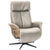 RELAXSESSEL Echtleder Relaxfunktion, Kopfteilverstellung    - Nussbaumfarben/Creme, Design, Leder/Holz (78/104-113/84cm) - Welnova