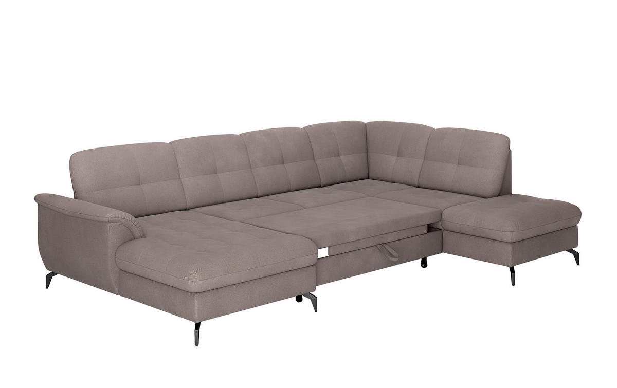 WOHNLANDSCHAFT Taupe Flachgewebe  - Taupe/Schwarz, MODERN, Textil/Metall (164/319/212cm) - Sit & More