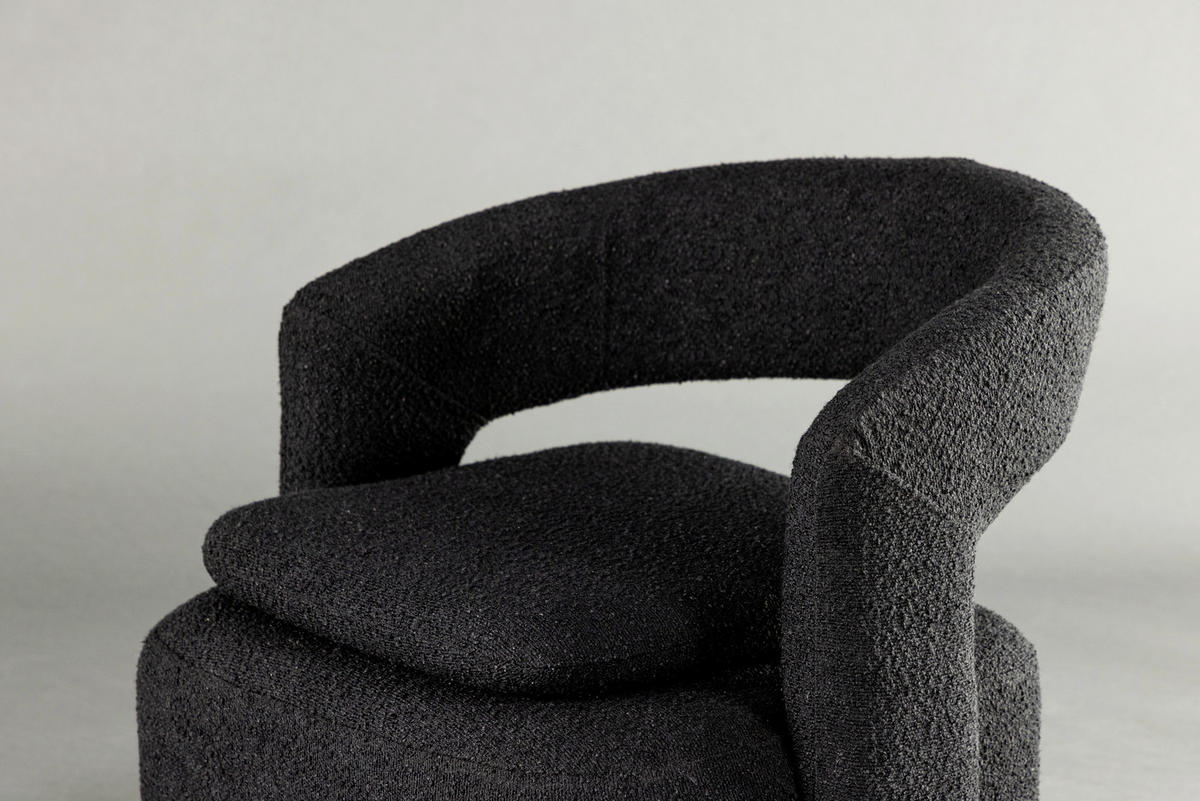 SESSEL in Bouclé Schwarz  - Schwarz, Design, Textil/Metall (69/75/72cm) - Livetastic