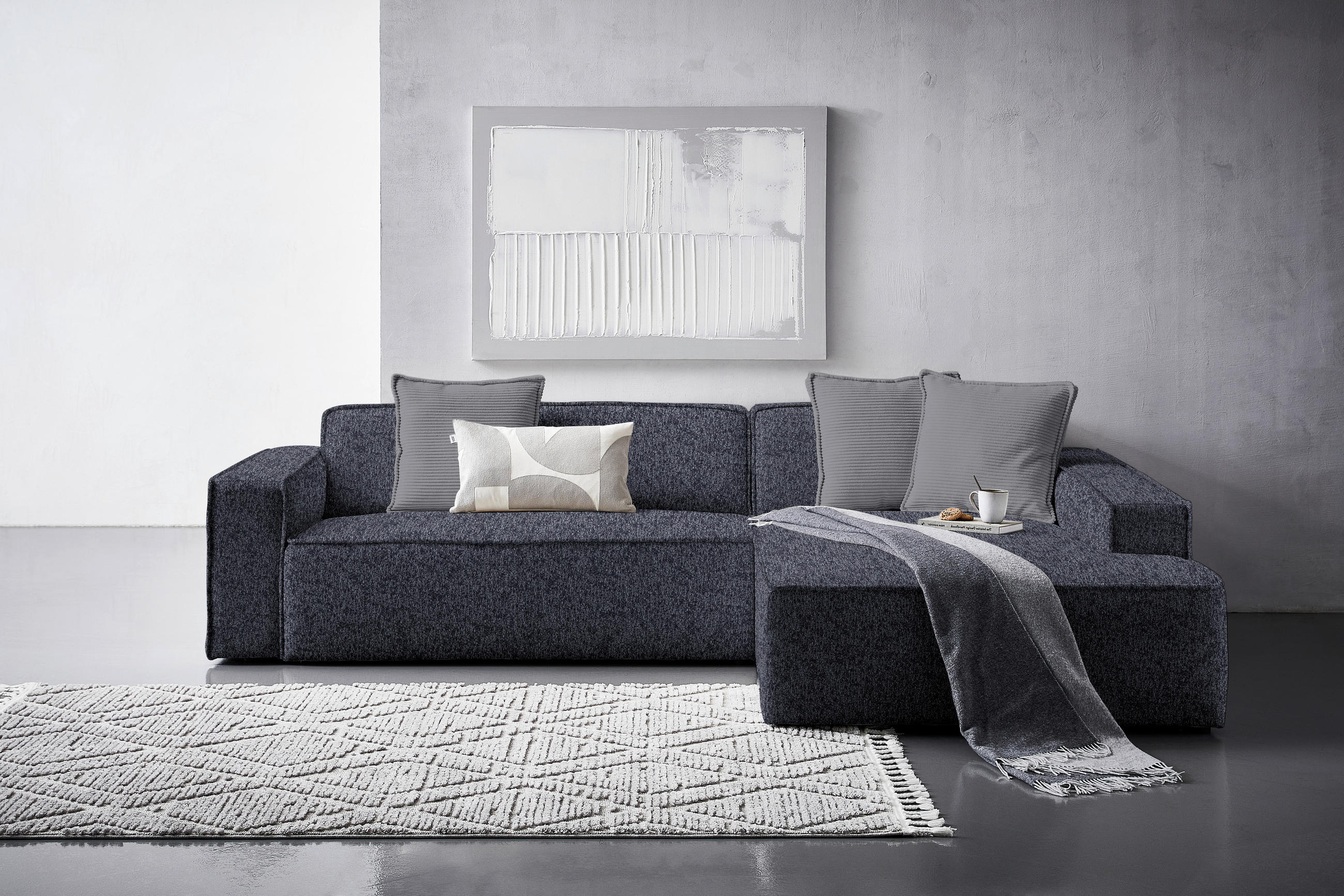 ECKSOFA Anthrazit Chenille  - Dunkelgrau/Anthrazit, KONVENTIONELL, Kunststoff/Textil (280/188cm) - Carryhome
