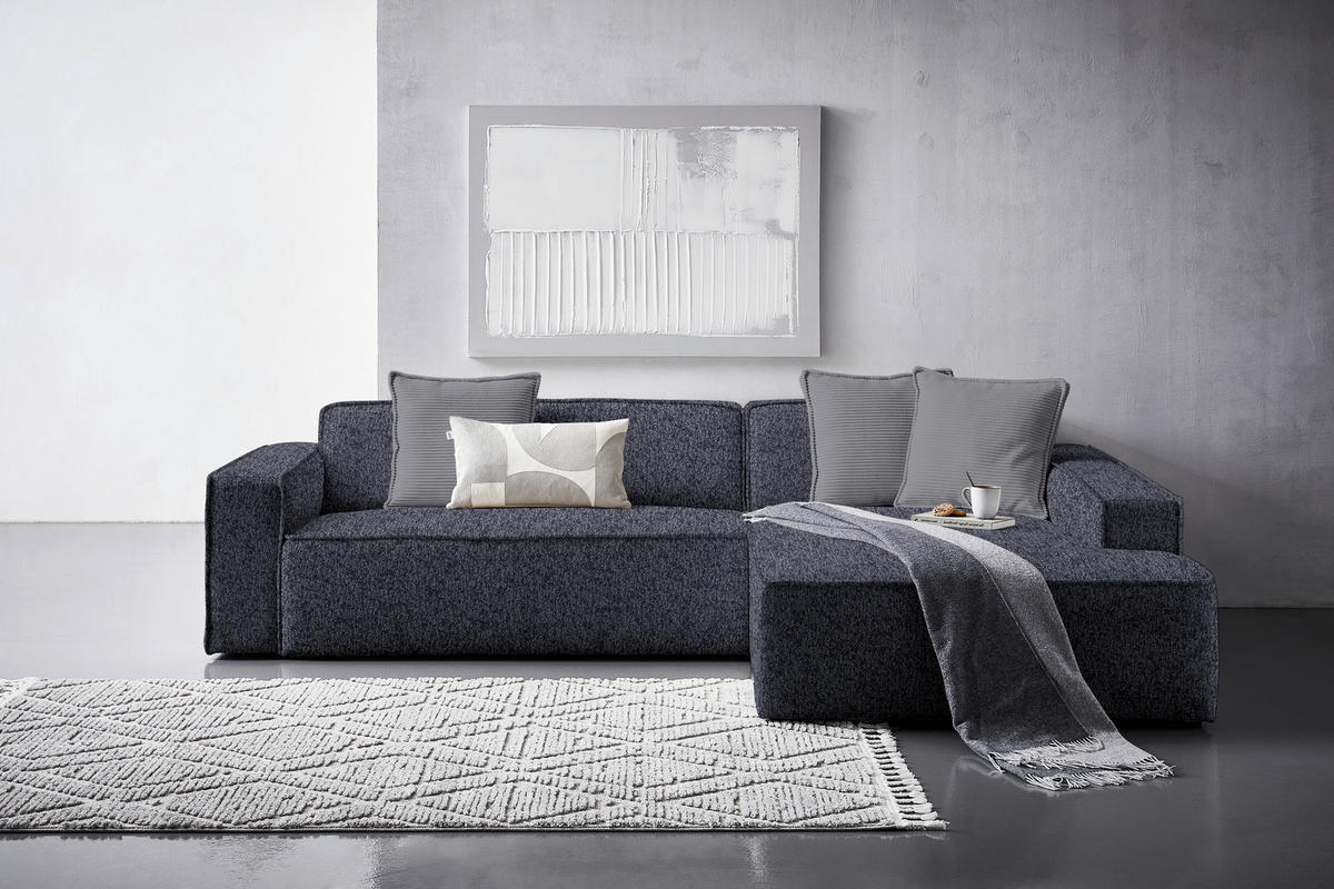 ECKSOFA in Chenille Anthrazit  - Dunkelgrau/Anthrazit, Konventionell, Kunststoff/Textil (280/188cm) - Carryhome