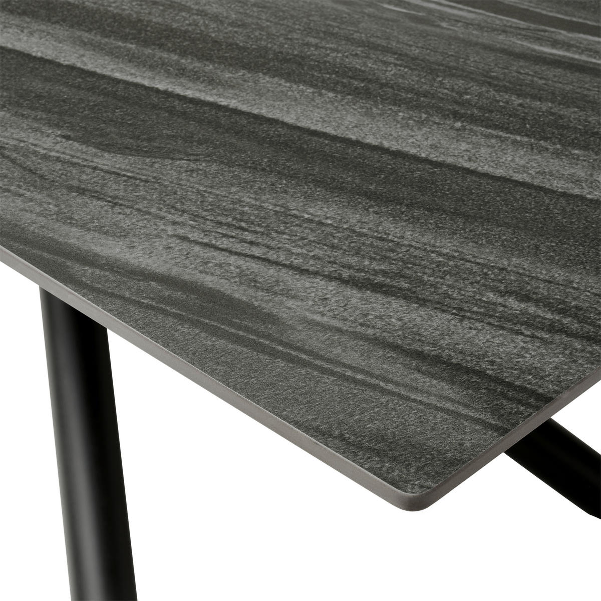 ESSTISCH rechteckig Dunkelgrau  - Dunkelgrau/Schwarz, MODERN, Stein/Metall (180/76/90cm) - MID.YOU