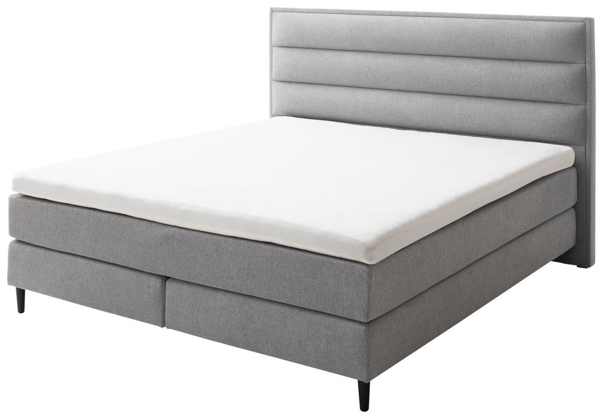 BOXSPRINGBETT 160/200 cm  in Hellgrau  - Hellgrau/Schwarz, Design, Textil/Metall (160/200cm) - Schöner Wohnen