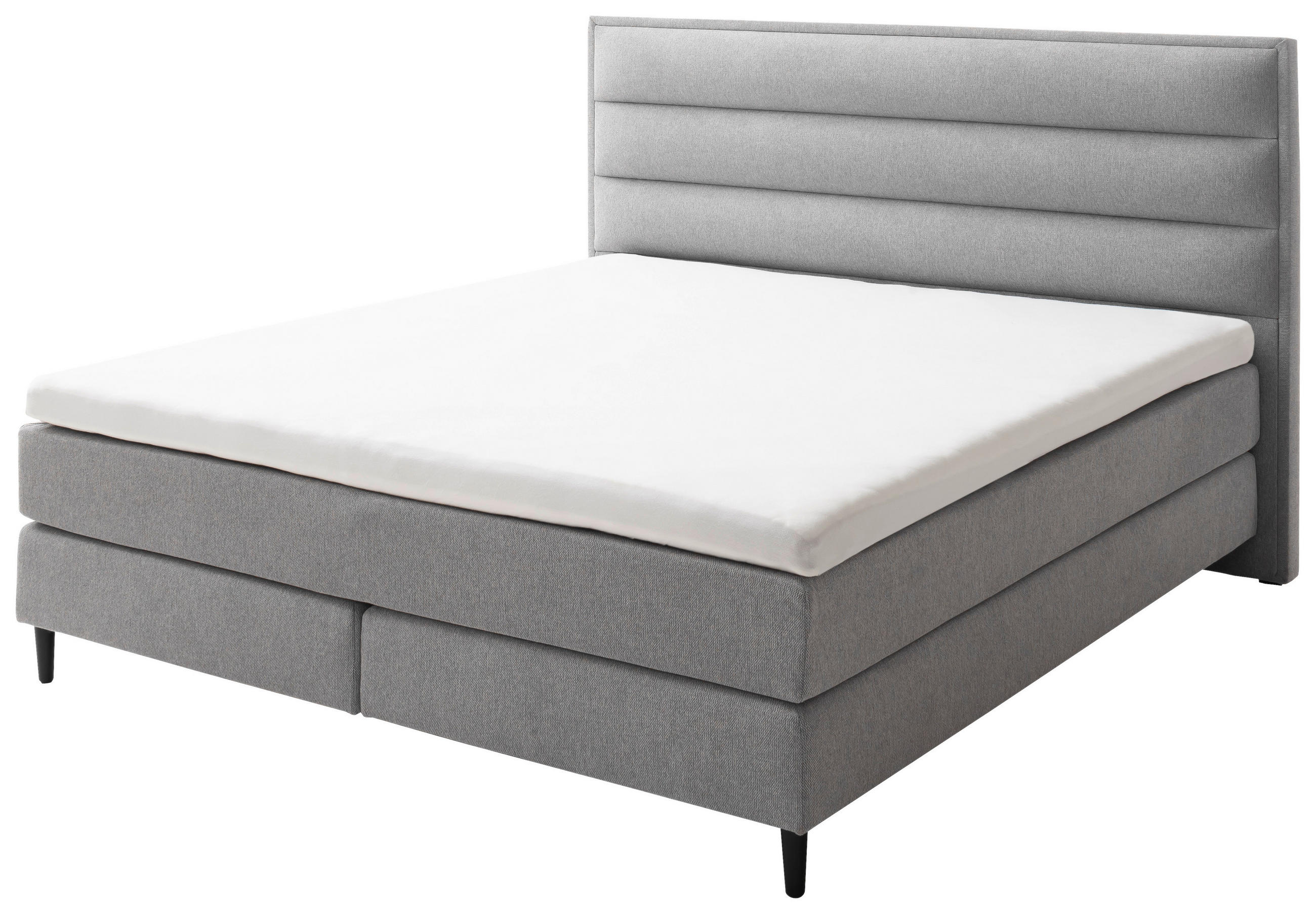 Thumbnail - Schöner Wohnen Boxspringbett, Hellgrau, Textil, H2 + H3, 7-Zonen, Höhe ca. 20 cm, 180x200 cm, Reach, gepolstertes Kopfte...