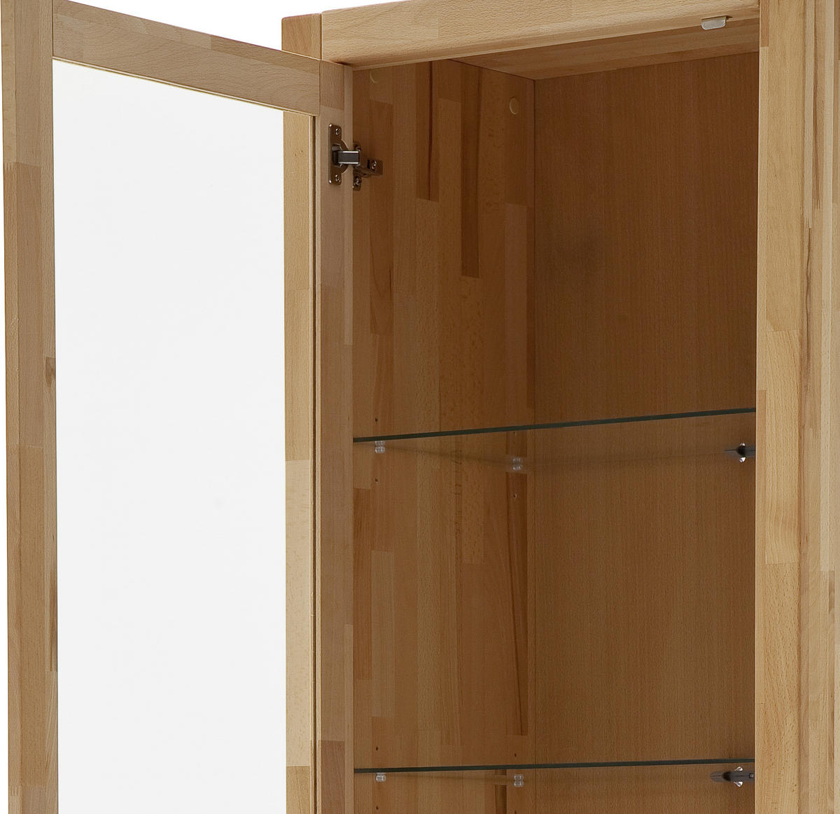 VITRINE in massiv Kernbuche Buchefarben  - Buchefarben/Alufarben, Design, Glas/Holz (66/203/40cm) - MID.YOU
