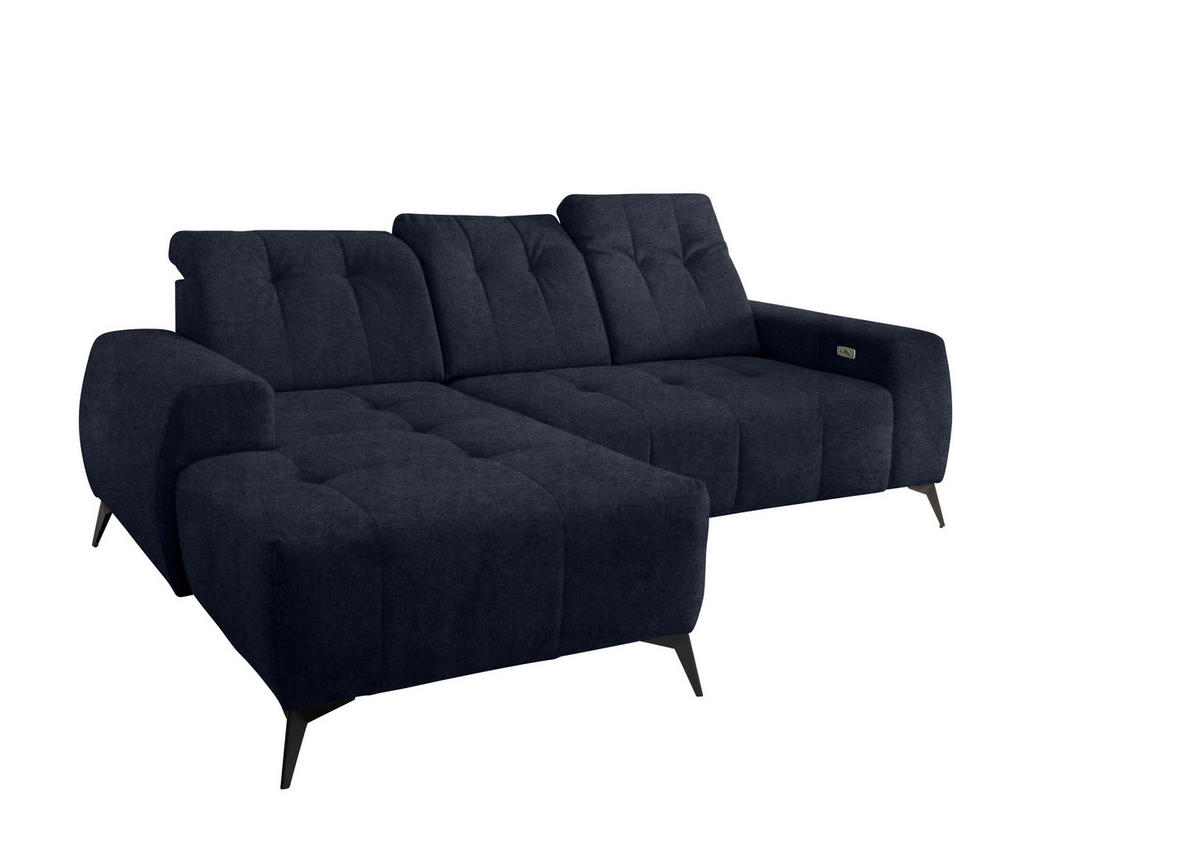 ECKSOFA Dunkelblau Mikrofaser  - Schwarz/Dunkelblau, MODERN, Textil/Metall (180/258cm) - Livetastic