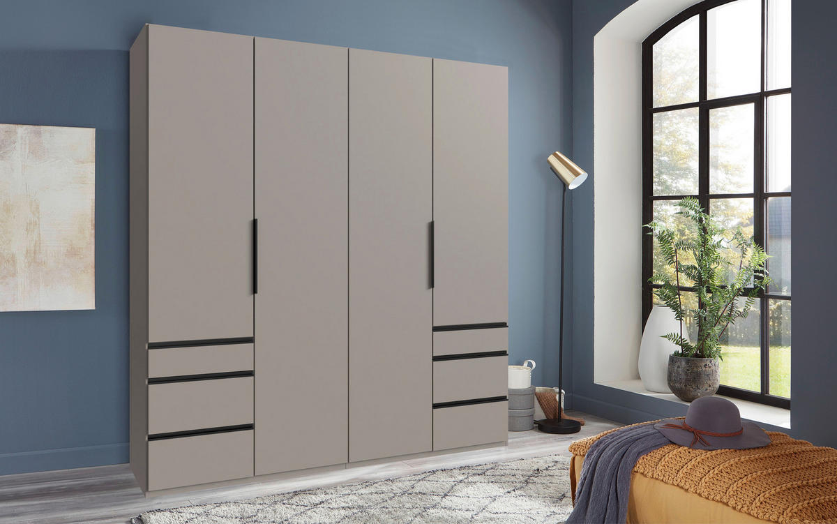 DREHTÜRENSCHRANK  in Sahara  - Schwarz/Sahara, MODERN, Holzwerkstoff/Metall (200/216/58cm) - MID.YOU