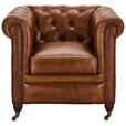 SESSEL in Echtleder Braun  - Braun, LIFESTYLE, Leder (84/79/77cm) - Landscape