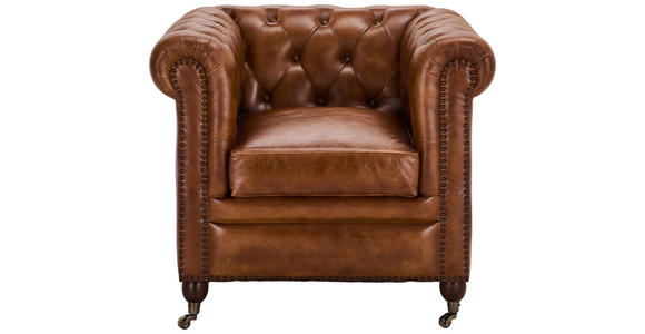 SESSEL in Echtleder Braun  - Braun, LIFESTYLE, Leder (84/79/77cm) - Landscape