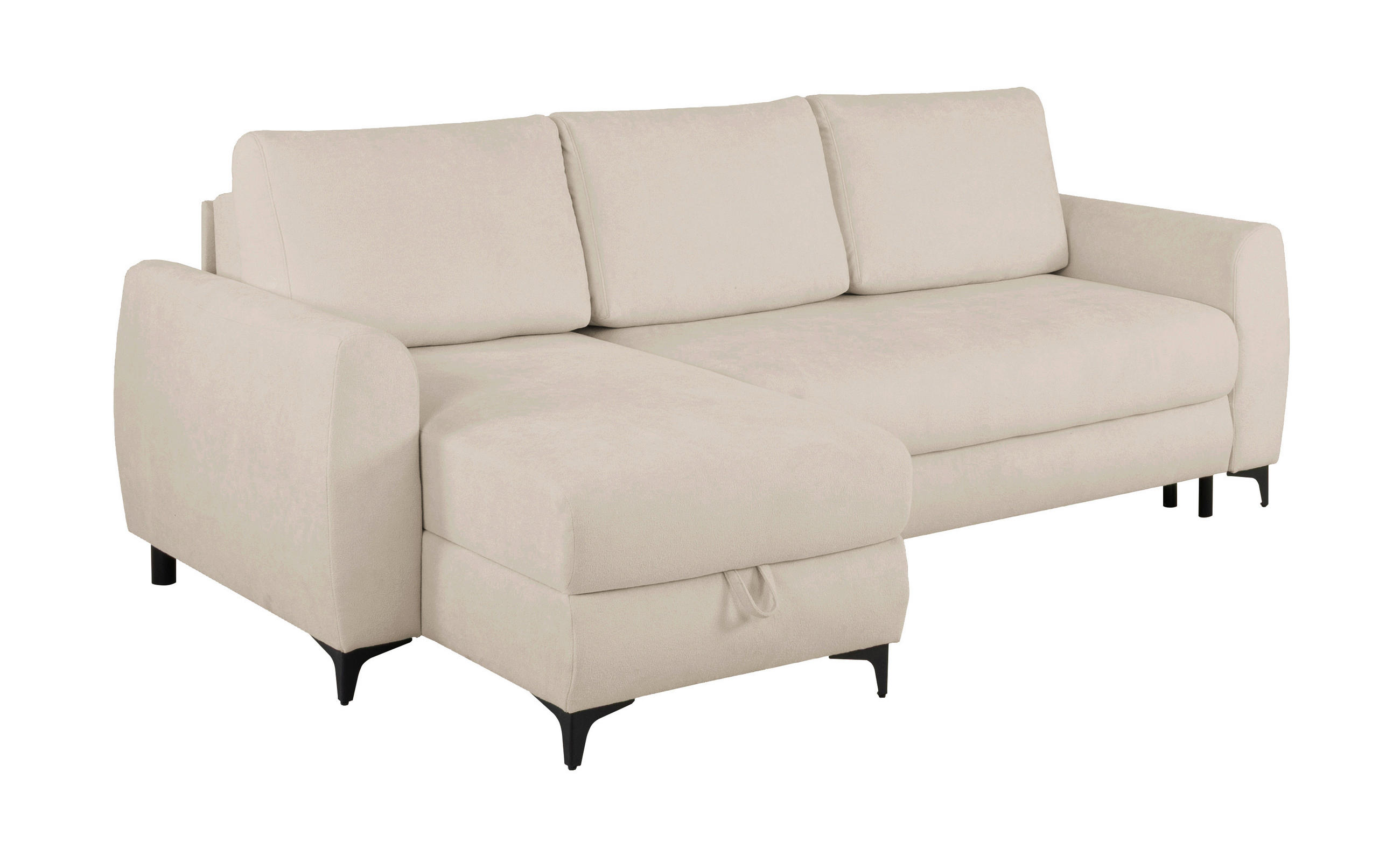 ECKSOFA Moli Taupe Bouclé  - Taupe/Schwarz, Design, Textil/Metall (236/148cm) - MID.YOU