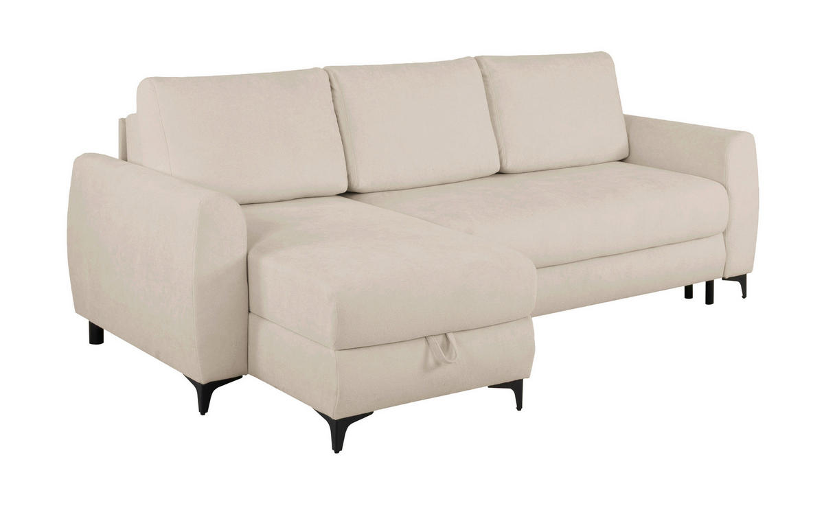 ECKSOFA Moli Taupe Bouclé  - Taupe/Schwarz, Design, Textil/Metall (236/148cm) - MID.YOU