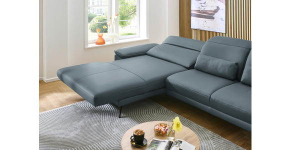 ECKSOFA in Echtleder Grau  - Schwarz/Grau, Design, Leder/Metall (193/332cm) - Dieter Knoll