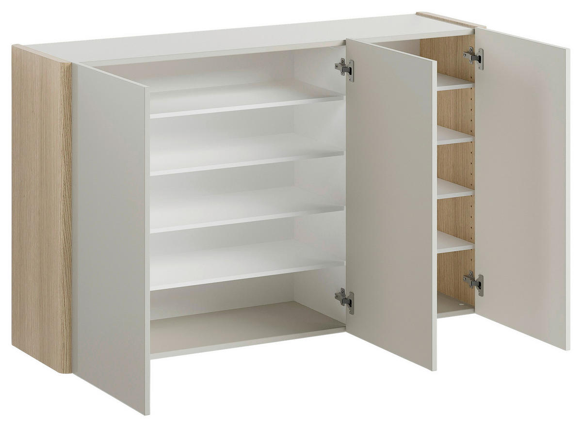 HÄNGESCHUHSCHRANK 141/85/35 cm  - Eiche Bianco/Greige, Design, Holzwerkstoff (141/85/35cm) - Voleo