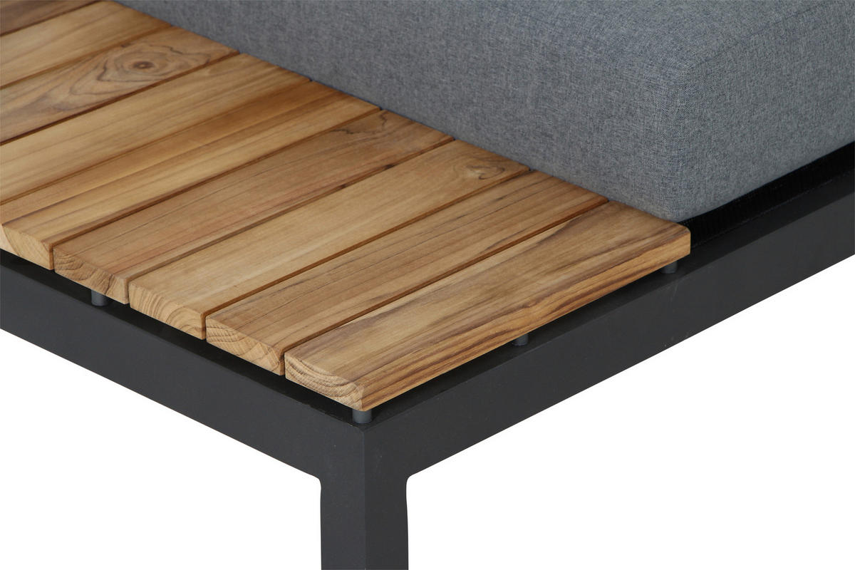 LOUNGEGARNITUR 15-teilig   252/84/252 cm Teakholz massiv Aluminium  - Anthrazit/Grau, KONVENTIONELL, Holz/Textil (252/84/252cm) - Siena Garden