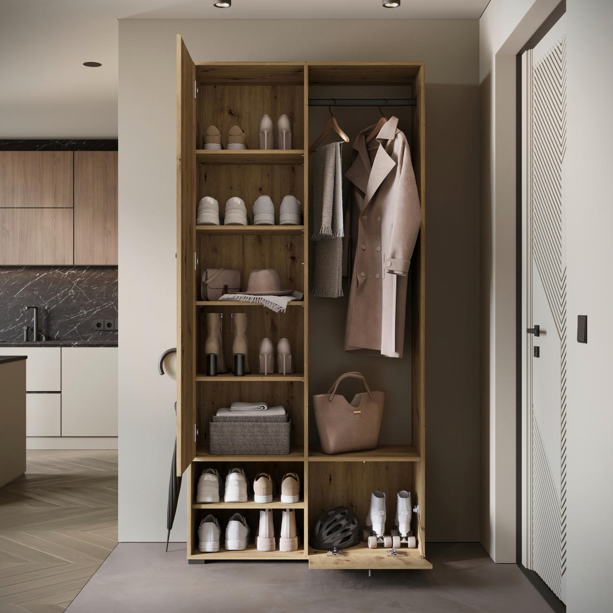 GARDEROBE  in 90/190/33 cm  - Eiche Artisan, Trend, Holzwerkstoff (90/190/33cm) - MID.YOU