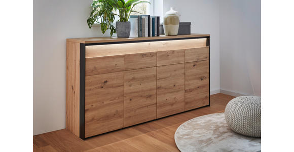 SIDEBOARD 174/88/38 cm  - Schwarz/Eiche Artisan, KONVENTIONELL, Holzwerkstoff (174/88/38cm) - Voleo