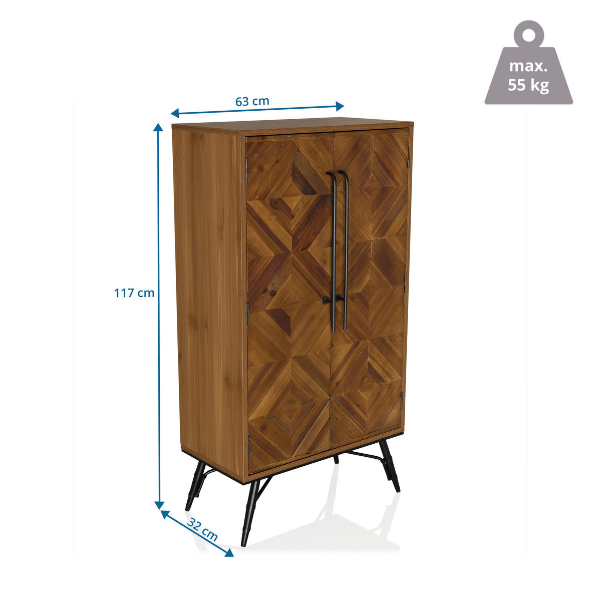 KOMMODE  in 63/117/32 cm  - Dunkelbraun/Schwarz, MODERN, Holz/Metall (63/117/32cm) - MID.YOU