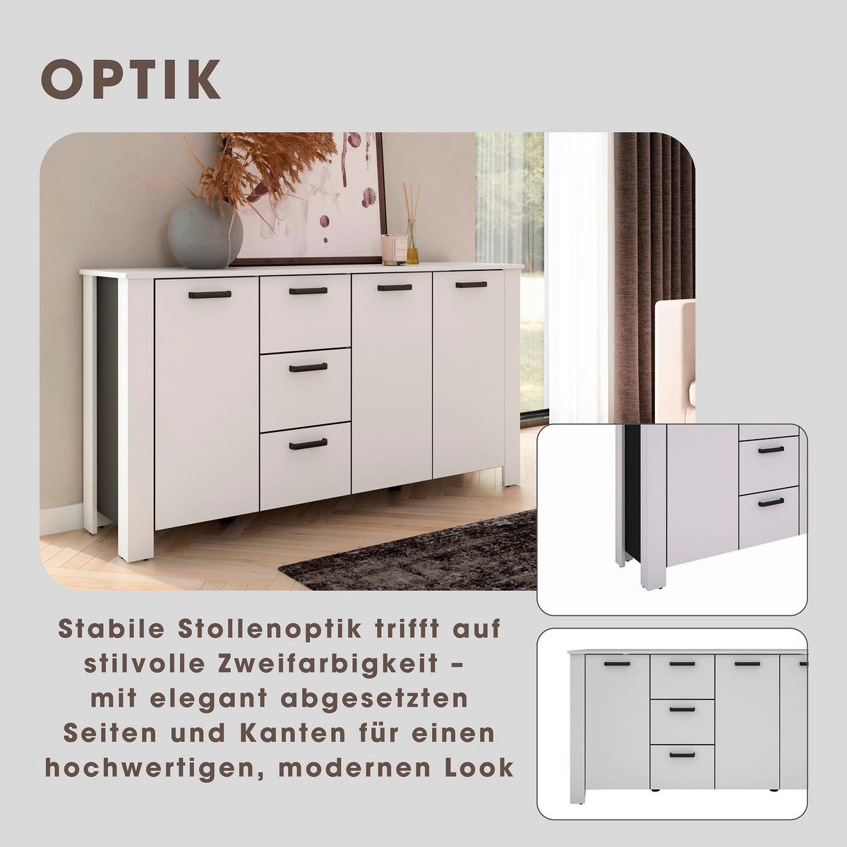 SIDEBOARD  in 160/84/40 cm  - Schwarz/Weiß, Design, Holzwerkstoff (160/84/40cm) - MID.YOU