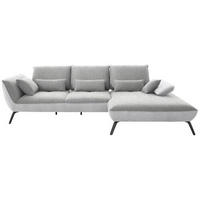 ECKSOFA in Flachgewebe Hellgrau  - Hellgrau/Schwarz, Design, Textil/Metall (301/191cm) - Moderano