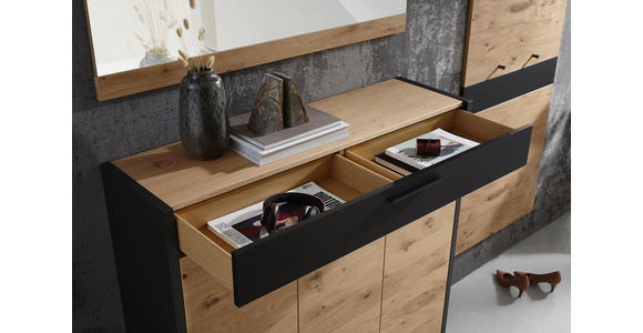 SCHUHSCHRANK 127/126/37 cm - Eichefarben/Schwarz, Design, Holz/Metall (127/126/37cm) - Dieter Knoll