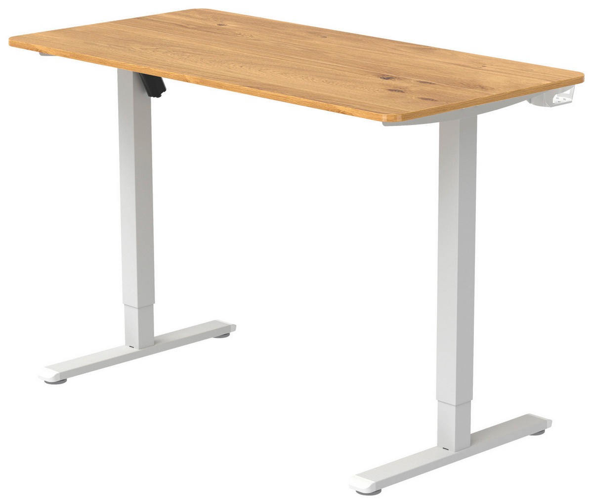 SCHREIBTISCH 120/60/70-115 cm Weiss, Plankeneiche höhenverstellbar, Memoryschalter, Getränkehalter, Headsethalter elektrisch höhenverstellbar  - Weiss/Plankeneiche, Modern, Holzwerkstoff/Kunststoff (120/60/70-115cm) - Livetastic
