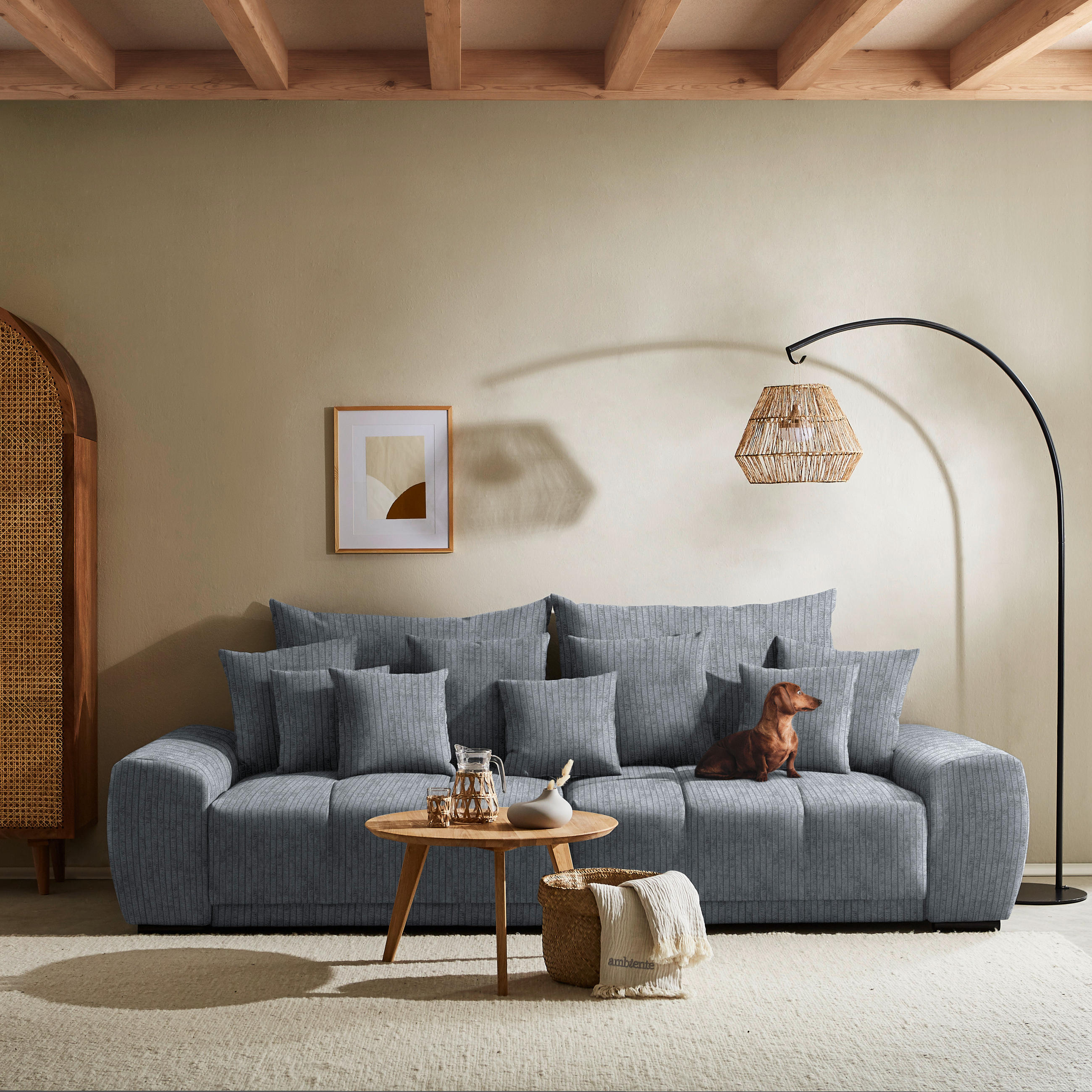 BIGSOFA Feincord Dunkelgrau  - Dunkelgrau/Schwarz, KONVENTIONELL, Holz/Textil (280/67/120cm) - Carryhome