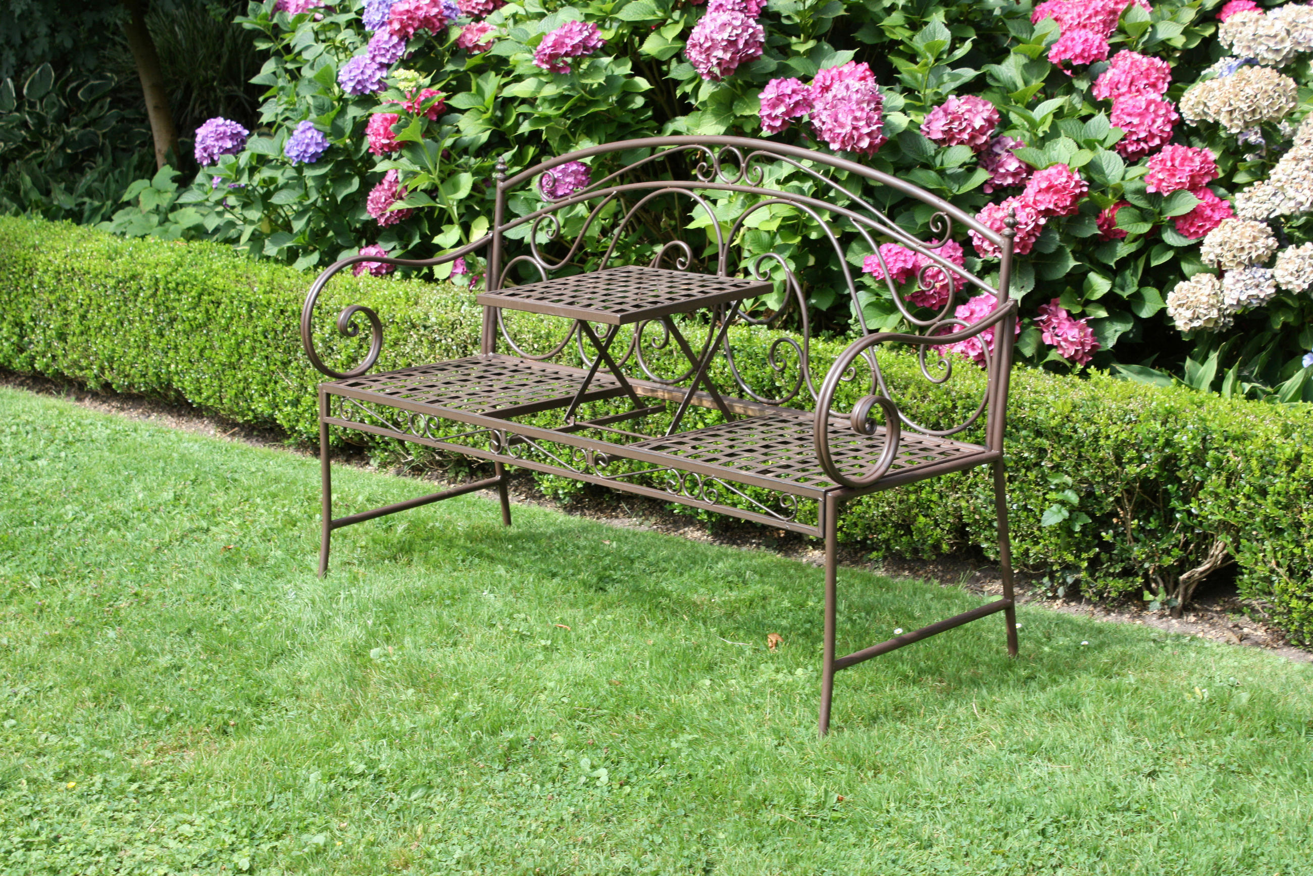 GARTENBANK 53/94,5/147 cm  in Braun  - Braun, Basics, Metall (53/94,5/147cm) - Gardenson