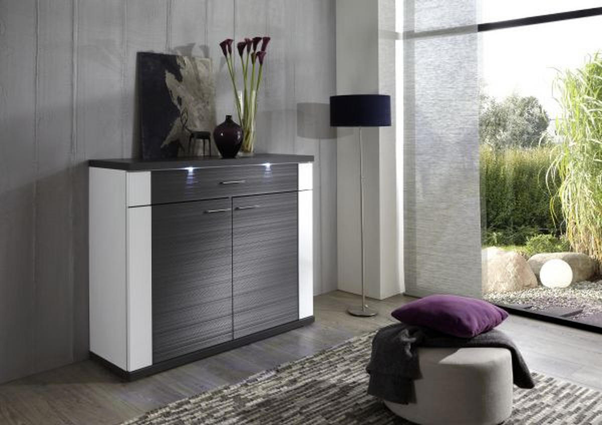 KOMMODE  in 129/107/42 cm  - Chromfarben/Graphitfarben, Design, Holzwerkstoff/Kunststoff (129/107/42cm) - Xora