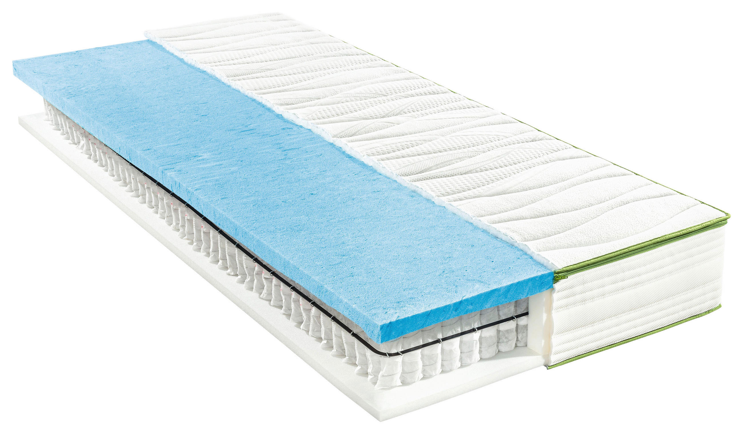 GEL-TASCHENFEDERKERNMATRATZE 180/200 cm, Höhe ca.: 26 cm, H3 + H3 = fest, 7-Zonen - Basics, Textil (180/200cm) - Valnatura