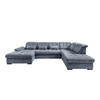 WOHNLANDSCHAFT in Chenille Hellblau  - Schwarz/Hellblau, Modern, Textil/Metall (184/387/252cm) - Livetastic