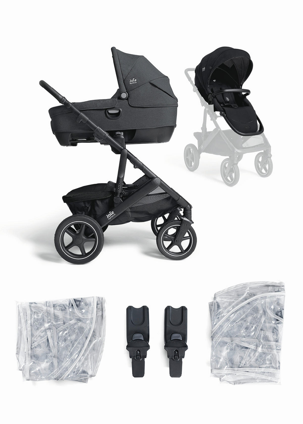 KOMBIKINDERWAGEN  Vinca inkl. Calmi  Ebony  - Graublau/Schwarz, Basics, Kunststoff (82/68/45cm) - JOIE SIGNATURE