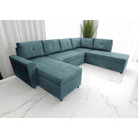 WOHNLANDSCHAFT TERMOLI Hellblau Cord  - Schwarz/Hellblau, Design, Kunststoff/Textil (155/297/212cm) - MID.YOU