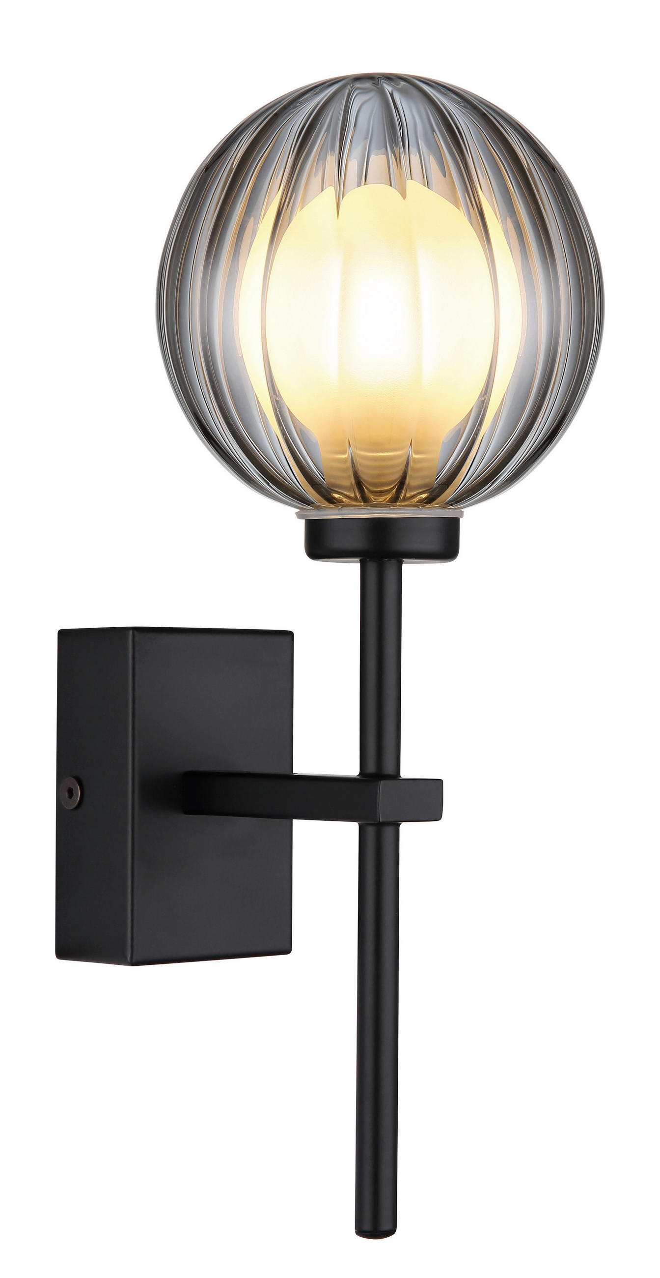 BADEZIMMER-WANDLEUCHTE Ander   - Schwarz, Design, Glas/Metall (26/10/14,1cm) - Globo