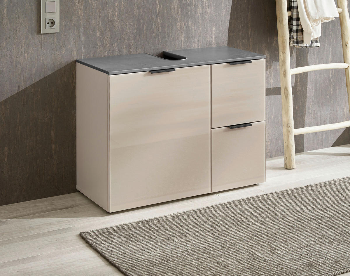 WASCHBECKENUNTERSCHRANK 80/60/35 cm  - Kaschmir/Anthrazit, LIFESTYLE, Glas/Holzwerkstoff (80/60/35cm) - home24