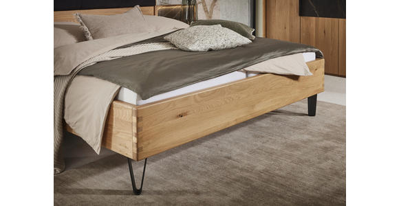 BETTANLAGE - Wildeiche/Schwarz, Design, Holz/Textil (180/200cm) - Valnatura