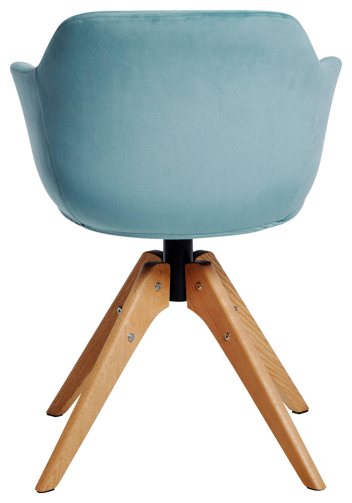 ARMLEHNSTUHL Samt Eichefarben, Hellblau Eukalyptusholz massiv  - Eichefarben/Hellblau, MODERN, Holz/Kunststoff (56,5/59/79cm) - Livetastic