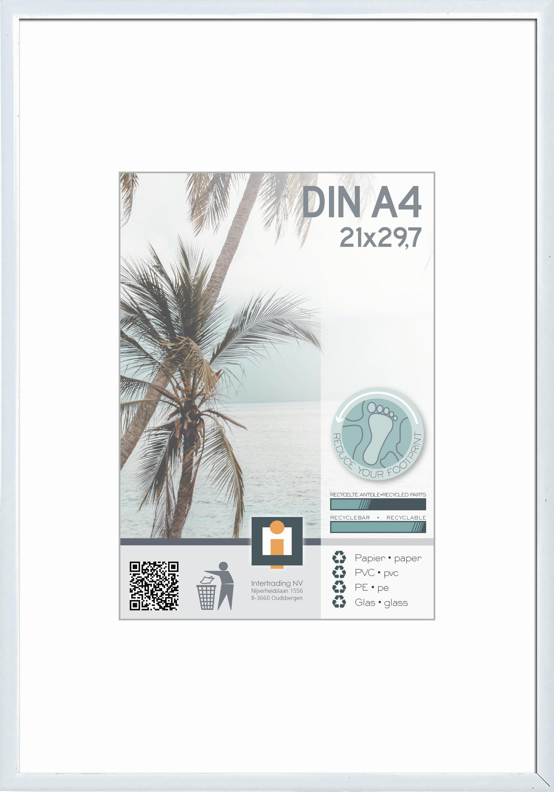 RÁM NA OBRAZY, 1 foto 21 cm x 29,7 cm - biela, Basics, plast/sklo (30,7/22,1cm)