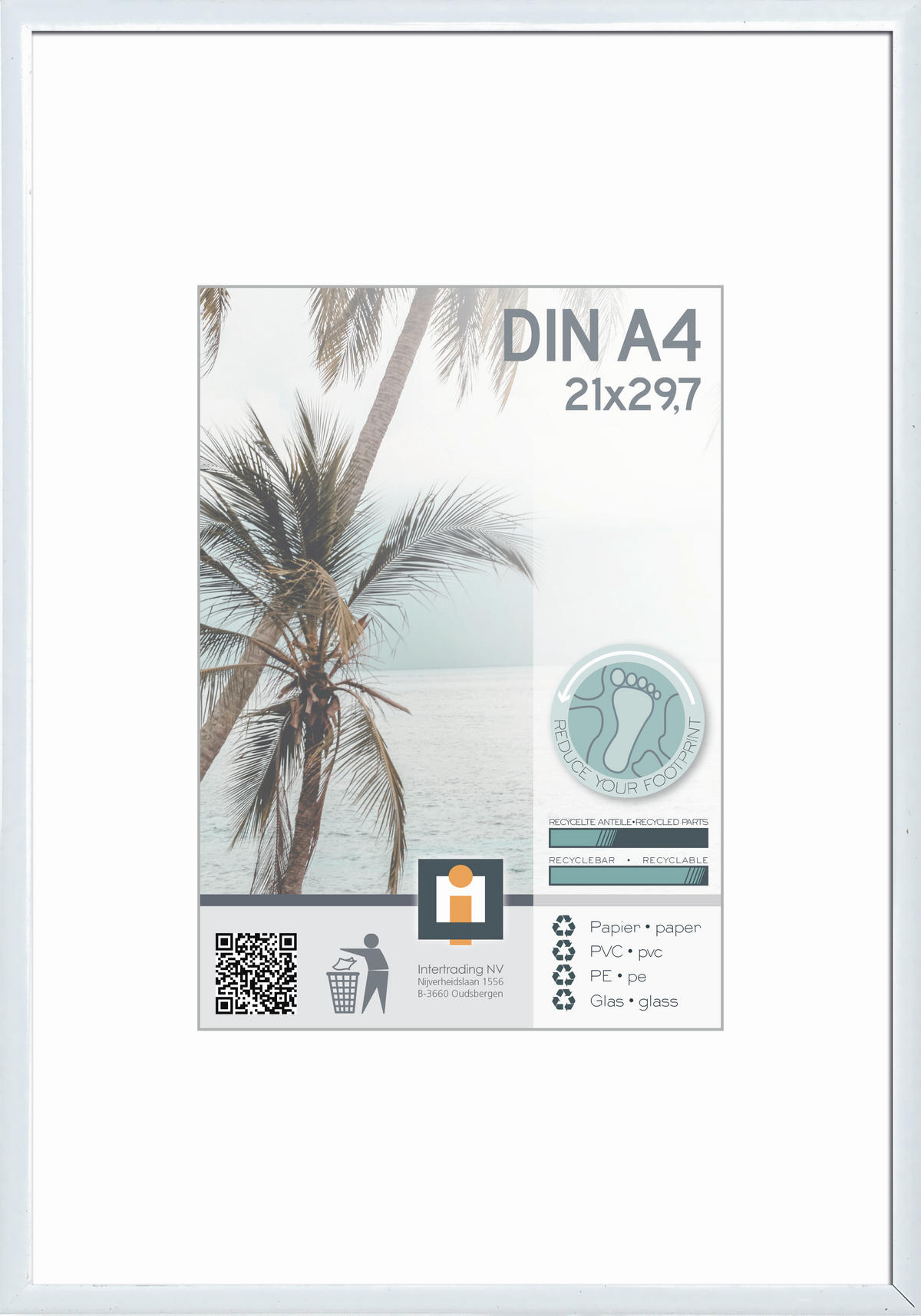 RÁM NA OBRAZY, 1 foto 21 cm x 29,7 cm - biela, Basics, plast/sklo (30,7/22,1cm)