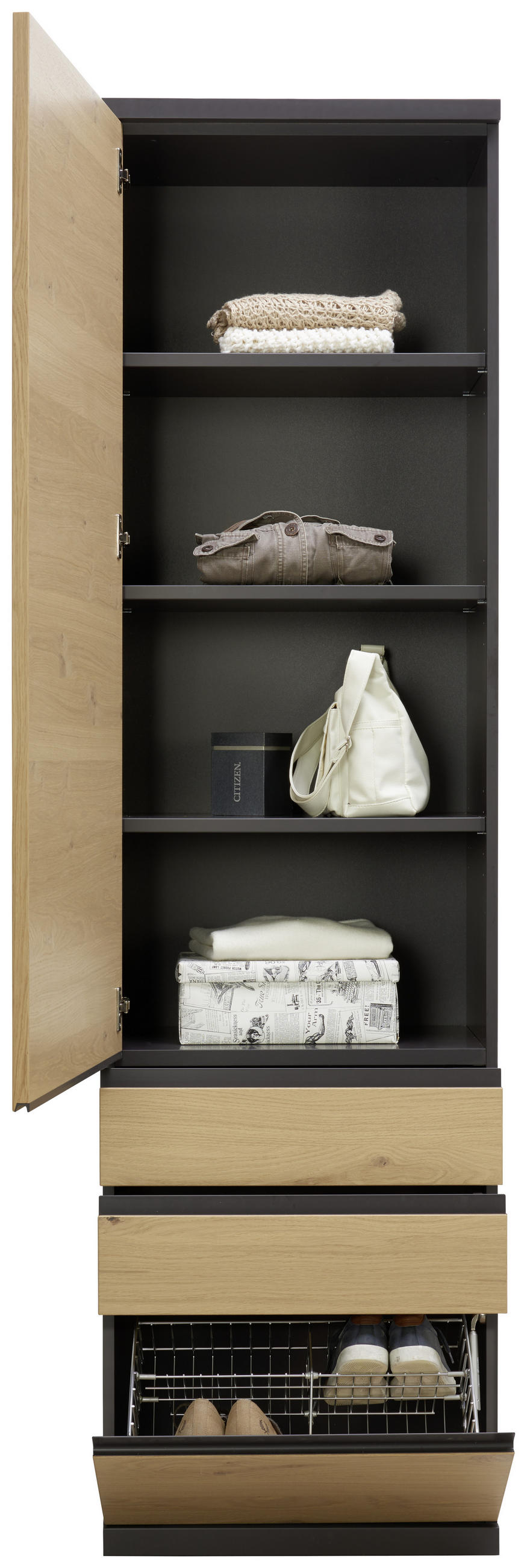 GARDEROBENSCHRANK  in 60/219/39,6 cm  - Eichefarben/Graphitfarben, Design, Holz/Holzwerkstoff (60/219/39,6cm) - Invivus