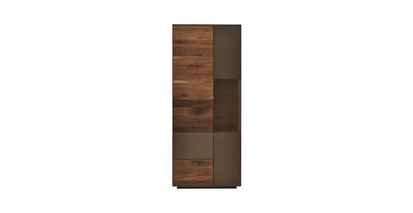 VITRINE in massiv Kernnussbaum Bronzefarben, Nussbaumfarben - Nussbaumfarben/Bronzefarben, Natur, Glas/Holz (81,5/197,0/41,1cm) - Dieter Knoll