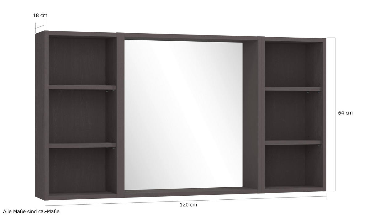 WANDSPIEGEL 120/64/18 cm  - Grau, Modern, Glas/Holzwerkstoff (120/64/18cm) - Held