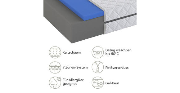 KALTSCHAUMMATRATZE 140/200 cm Höhe ca. 21 cm - Weiß, MODERN, Textil (140/200cm) - Sleeptex