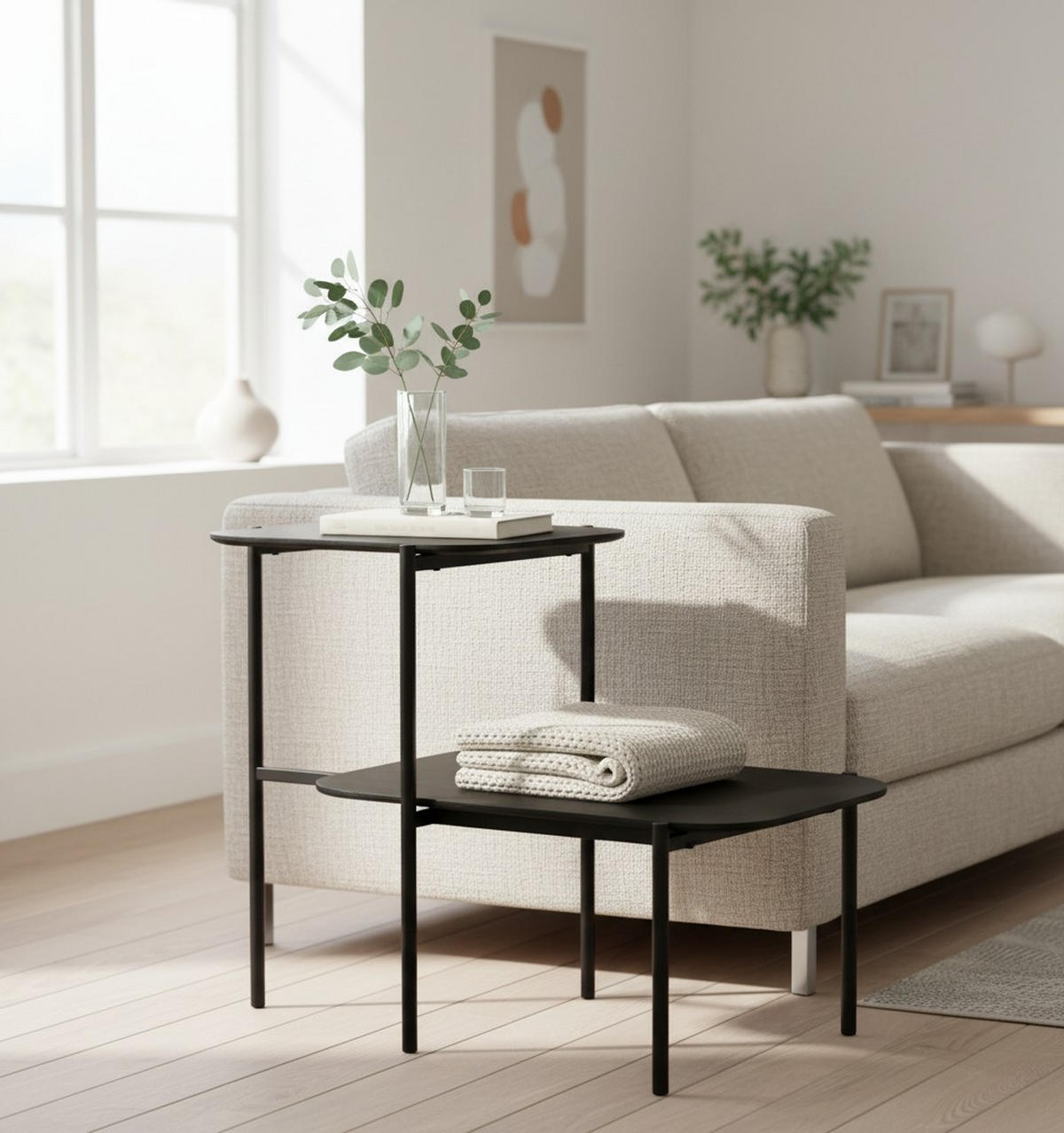 KONFERENČNÝ STOLÍK, čierna, drevo, kov, kompozitné drevo, 62,4/38,2/52 cm - čierna, Trend, kov/drevo (62,4/38,2/52cm) - Lomoco