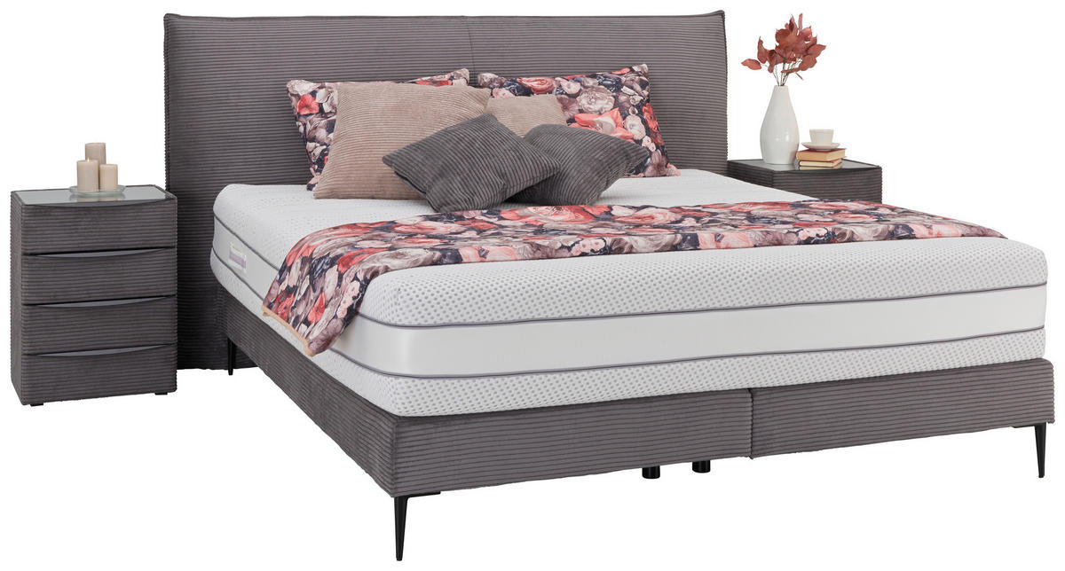 BOXSPRINGBETT 180/200 cm  in Anthrazit  - Anthrazit/Schwarz, Modern, Textil/Metall (180/200cm) - Beldomo - Sleep