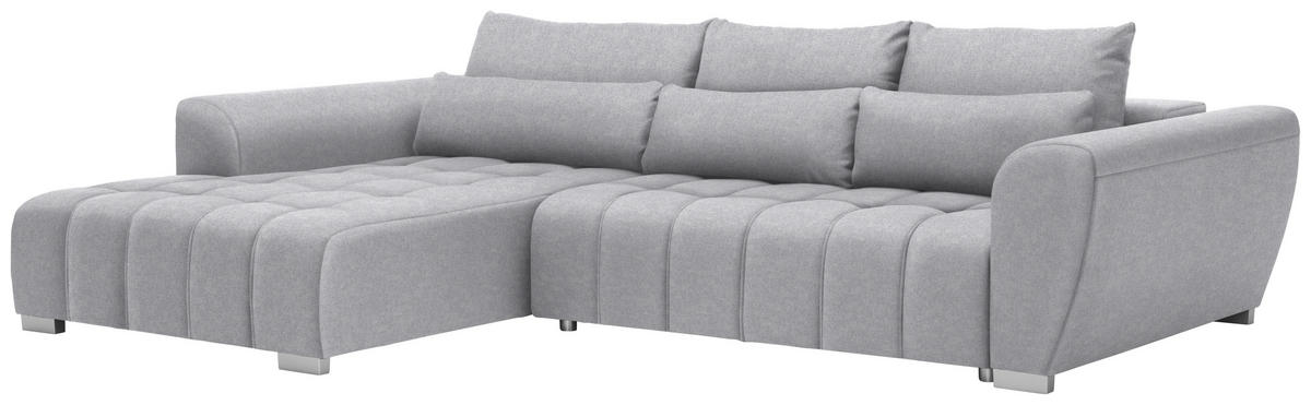 ECKSOFA in Webstoff Hellgrau  218/304 cm  - Silberfarben/Hellgrau, MODERN, Kunststoff/Textil (218/304cm) - Carryhome