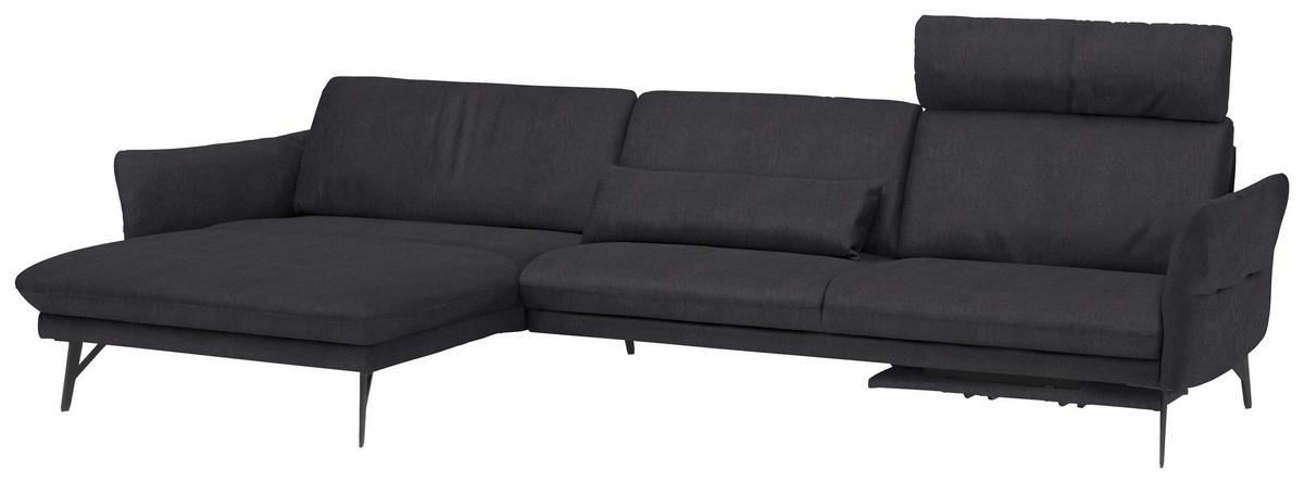 ECKSOFA in Lederlook Anthrazit  - Anthrazit, Design, Textil/Metall (174/330cm) - Himolla
