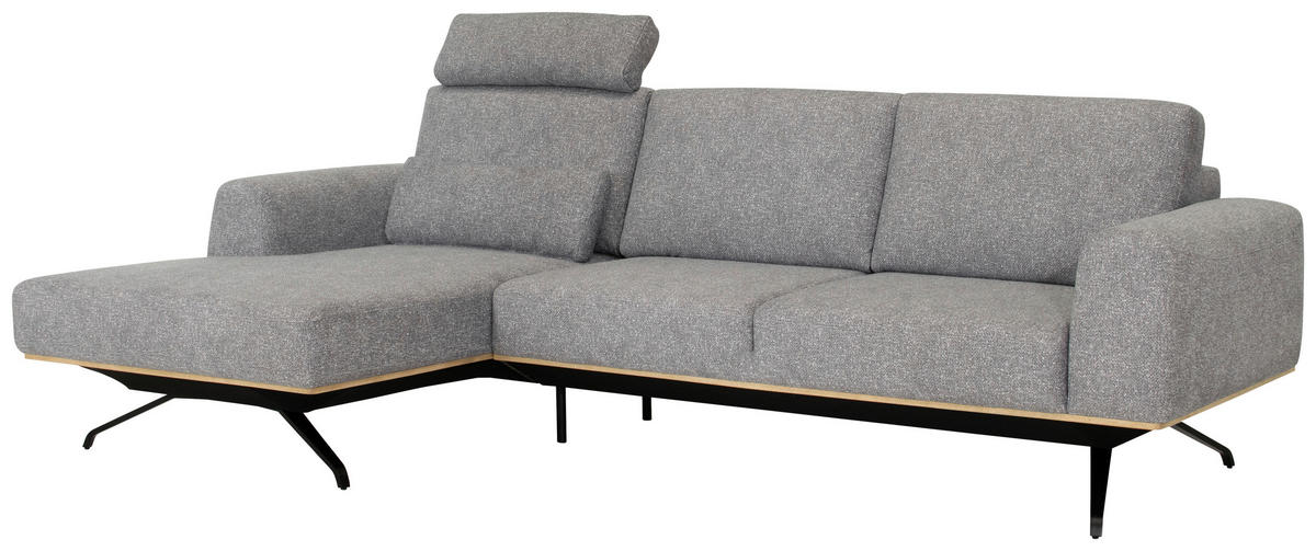 ECKSOFA in Struktur Grau  - Schwarz/Grau, Design, Textil/Metall (157/262cm) - Novel