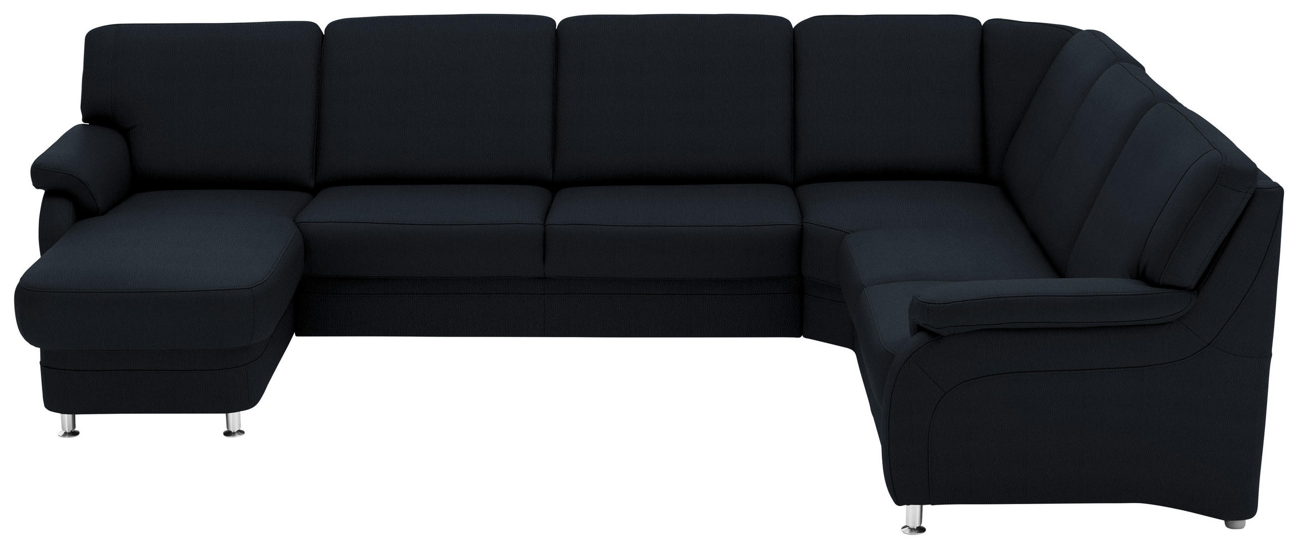 WOHNLANDSCHAFT Echtleder Dunkelblau  - Alufarben/Dunkelblau, Konventionell, Leder/Metall (165/329/239cm) - Beldomo Premium