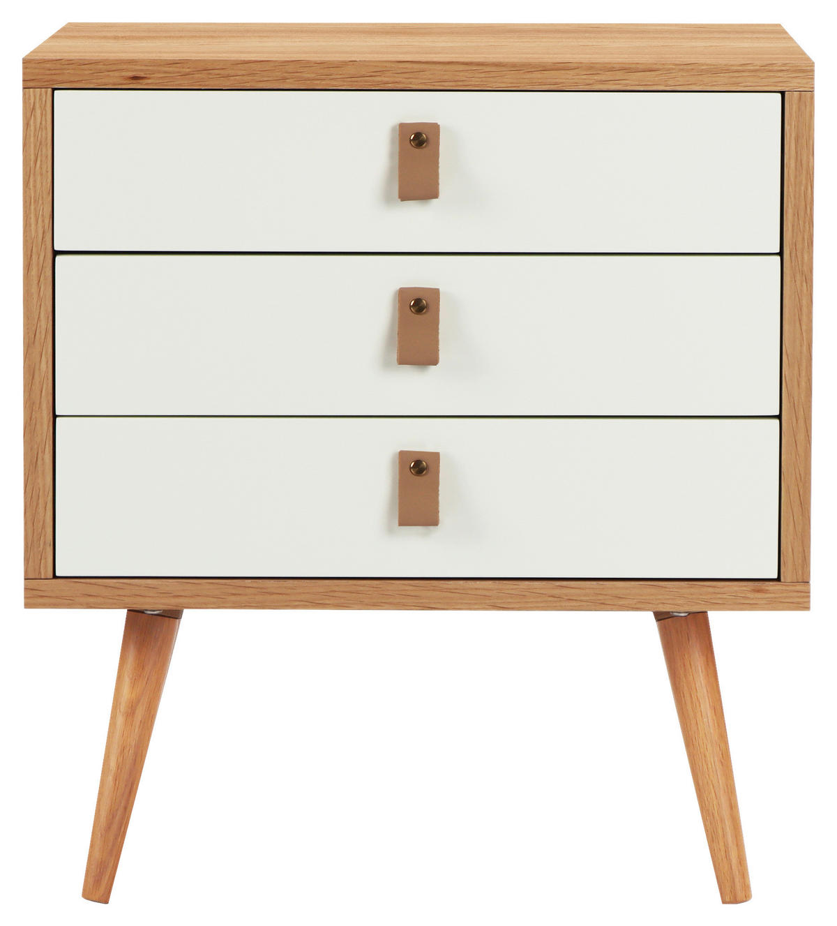 NOČNÍ STOLEK, dub, bílá, barvy dubu, 50/55/40 cm - bílá/barvy dubu, Design, dřevo/kompozitní dřevo (50/55/40cm) - Boxxx